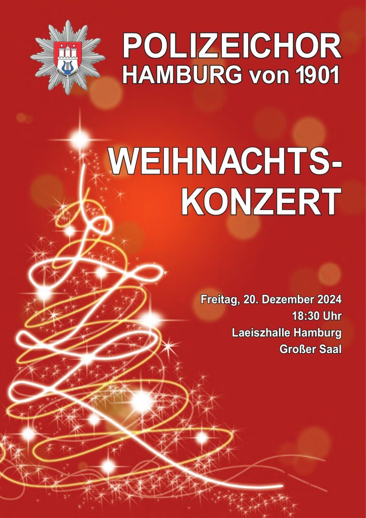 Plakat zum Weihnachtskonzert des Polizeichor Hamburg, 20. Dezember 2024
